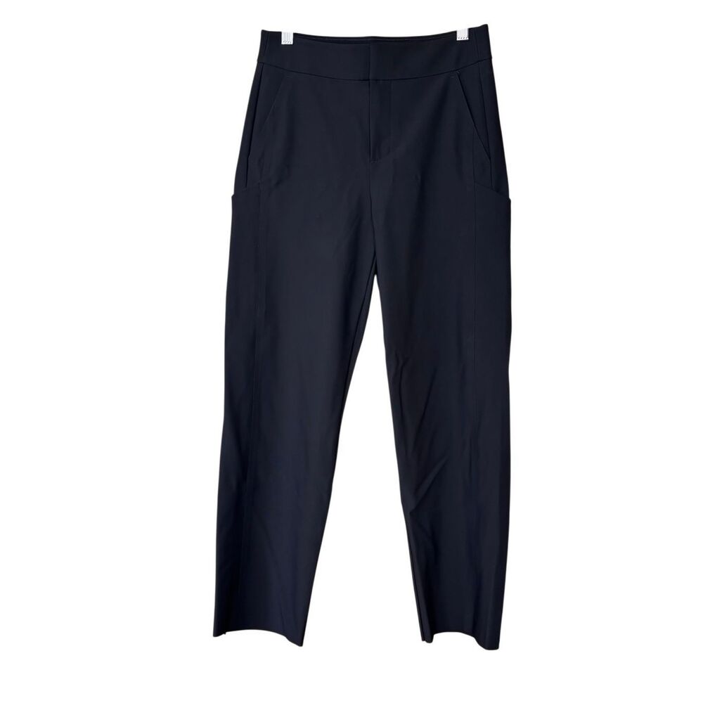 Athleta Stellar Straight Crop Pant Black Stretchy Pockets Work Trouser Size 2